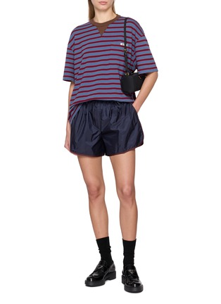 Figure View - Click To Enlarge - PRADA - Oversized Striped Cotton Jersey T-Shirt