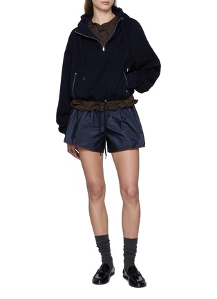 Figure View - Click To Enlarge - PRADA - Half Zip Wool Cashmere Hoodie