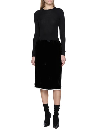 Figure View - Click To Enlarge - PRADA - Long Sleeve Logo Pin Wool Knit Top