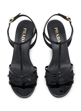 Detail View - Click To Enlarge - PRADA - 55 Patent Leather Wedge Sandals