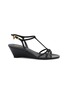 PRADA 55 Patent Leather Wedge Sandals