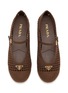 Detail View - Click To Enlarge - PRADA - Logo Appliqué Crochet Mary Jane Ballerinas