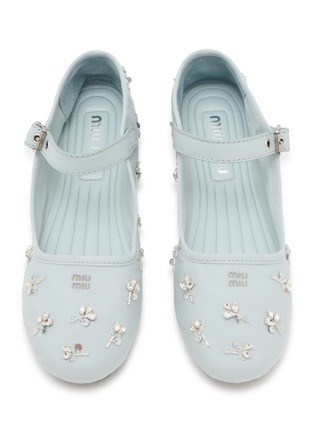 Detail View - Click To Enlarge - MIU MIU - Embroidered Drill Mary Jane Flats