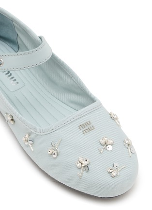 Detail View - Click To Enlarge - MIU MIU - Embroidered Drill Mary Jane Flats