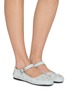 Figure View - Click To Enlarge - MIU MIU - Embroidered Drill Mary Jane Flats
