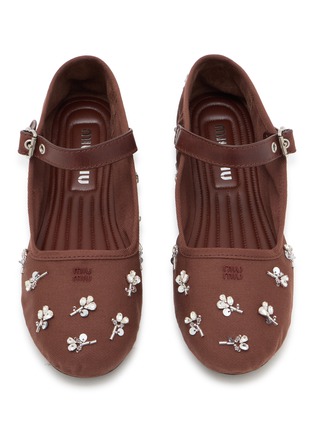 Detail View - Click To Enlarge - MIU MIU - Embroidered Drill Mary Jane Flats