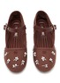 Detail View - Click To Enlarge - MIU MIU - Embroidered Drill Mary Jane Flats