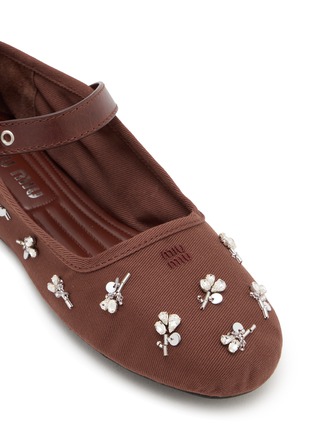 Detail View - Click To Enlarge - MIU MIU - Embroidered Drill Mary Jane Flats