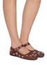 Figure View - Click To Enlarge - MIU MIU - Embroidered Drill Mary Jane Flats