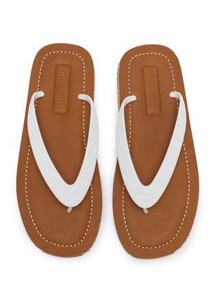 Detail View - Click To Enlarge - MIU MIU - Logo Embossed Flip Flops