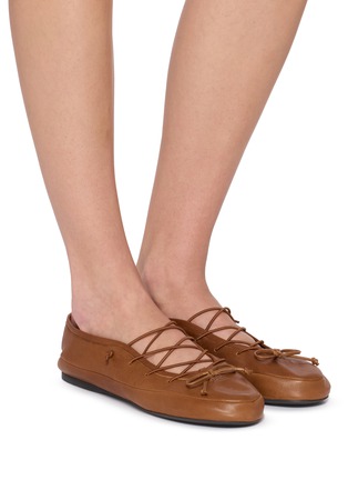 Figure View - Click To Enlarge - MIU MIU - Leather Ballerina Flats