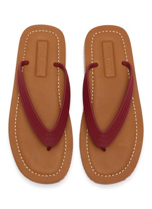 Detail View - Click To Enlarge - MIU MIU - Logo Embossed Flip Flops