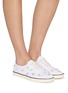 Figure View - Click To Enlarge - MIU MIU - Embroidered Drill Low Top Women's Sneakers