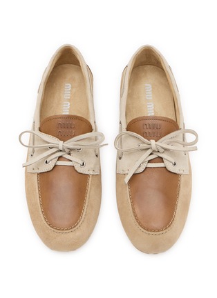 Detail View - Click To Enlarge - MIU MIU - Suede Leather Deck Shoes