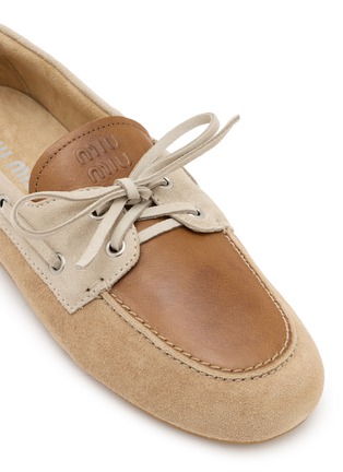 Detail View - Click To Enlarge - MIU MIU - Suede Leather Deck Shoes