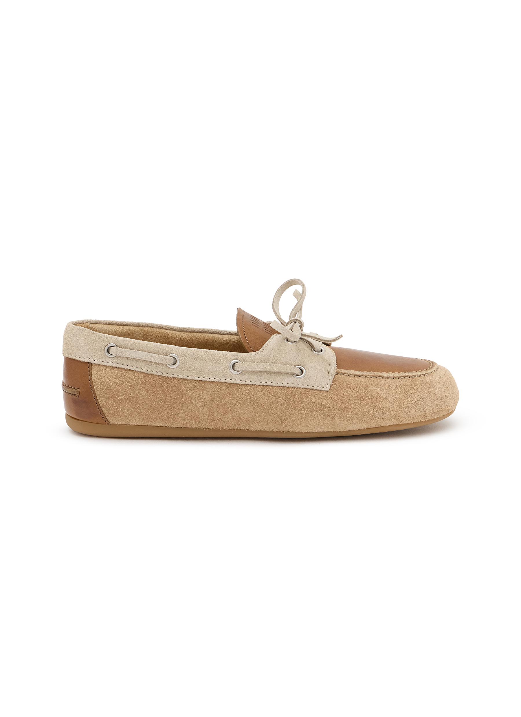 MIU MIU | Suede Leather Deck Shoes | Women | Lane Crawford