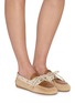 Figure View - Click To Enlarge - MIU MIU - Suede Leather Deck Shoes