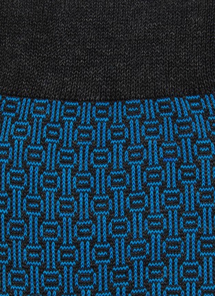 Detail View - Click To Enlarge - PANTHERELLA - Berkeley Mini Geometric Jacquard Cotton Blend Short Anklet Socks