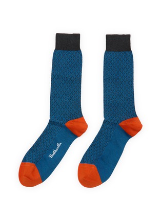 Main View - Click To Enlarge - PANTHERELLA - Berkeley Mini Geometric Jacquard Cotton Blend Short Anklet Socks