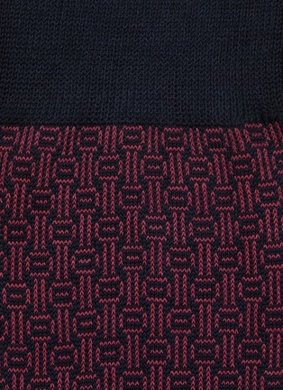 Detail View - Click To Enlarge - PANTHERELLA - Berkeley Mini Geometric Jacquard Cotton Blend Short Anklet Socks
