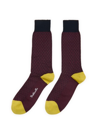 Main View - Click To Enlarge - PANTHERELLA - Berkeley Mini Geometric Jacquard Cotton Blend Short Anklet Socks
