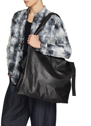 Back View - Click To Enlarge - DISCORD YOHJI YAMAMOTO - Leather Snap-Button Tote Bag