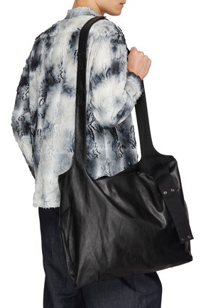 Front View - Click To Enlarge - DISCORD YOHJI YAMAMOTO - Leather Snap-Button Tote Bag