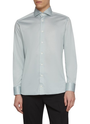 Main View - Click To Enlarge - ETON  - Filo di Scozia Knit Cotton Jersey Shirt