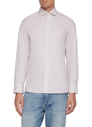 Main View - Click To Enlarge - ETON  - Spread Collar Cotton Twill Shirt