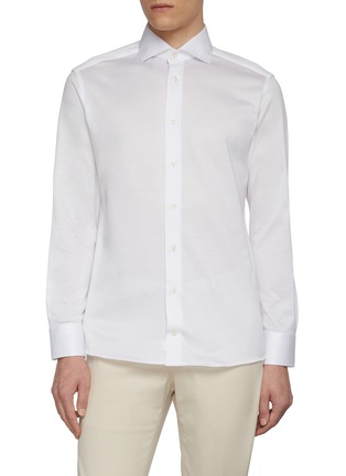 Main View - Click To Enlarge - ETON  - Filo di Scozia Knit Cotton Jersey Shirt