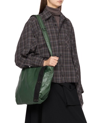 Front View - Click To Enlarge - DISCORD YOHJI YAMAMOTO BAGS - Rev Dot Leather Tote Bag