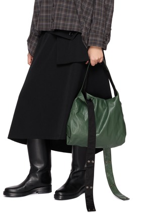 Figure View - Click To Enlarge - DISCORD YOHJI YAMAMOTO BAGS - Rev Dot Leather Tote Bag