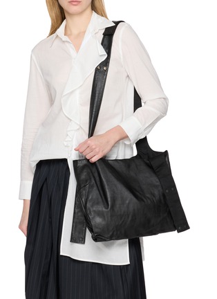 Front View - Click To Enlarge - DISCORD YOHJI YAMAMOTO - Small Rev Dot Leather Tote Bag