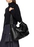 Figure View - Click To Enlarge - DISCORD YOHJI YAMAMOTO BAGS - Medium Puff Leather Crossbody Bag