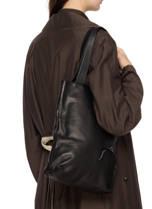Figure View - Click To Enlarge - DISCORD YOHJI YAMAMOTO BAGS - Small Clasp Pocket Leather Tote Bag