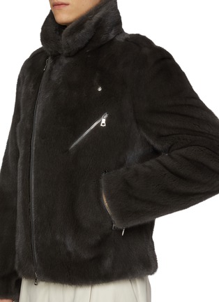  - KRUF - Asymmetrical Mink Fur Leather Biker Jacket