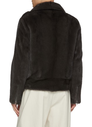 Back View - Click To Enlarge - KRUF - Asymmetrical Mink Fur Leather Biker Jacket