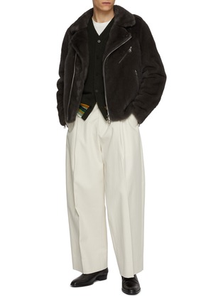 Figure View - Click To Enlarge - KRUF - Asymmetrical Mink Fur Leather Biker Jacket