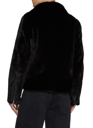 Back View - Click To Enlarge - KRUF - Asymmetrical Mink Fur Leather Biker Jacket