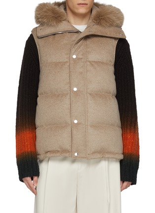 Main View - Click To Enlarge - KRUF - Fox Fur Hooded Cashmere Puffer Vest