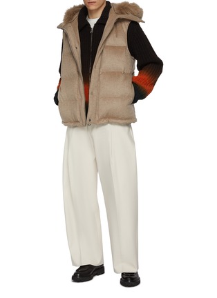 Figure View - Click To Enlarge - KRUF - Fox Fur Hooded Cashmere Puffer Vest