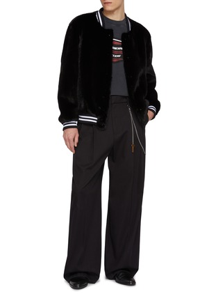 Figure View - Click To Enlarge - KRUF - Button Up Mink Fur Bomber Jacket