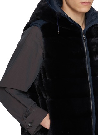  - KRUF - Hooded Milk Fur Puffer Vest