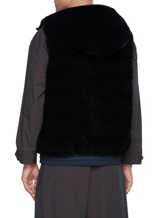Back View - Click To Enlarge - KRUF - Hooded Milk Fur Puffer Vest