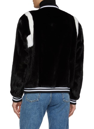 Back View - Click To Enlarge - KRUF - Contrast Trimmed Mink Fur Leather Bomber Jacket