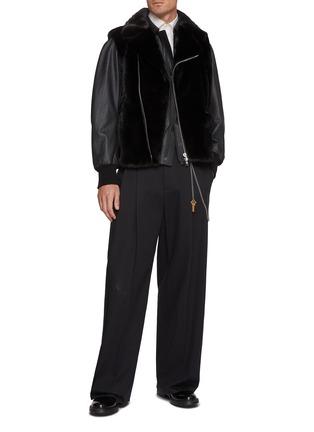 Figure View - Click To Enlarge - KRUF - Mink Fur Leather Biker Vest