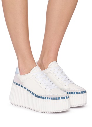 Figure View - Click To Enlarge - CHLOÉ - Nama Leather Platform Sneakers