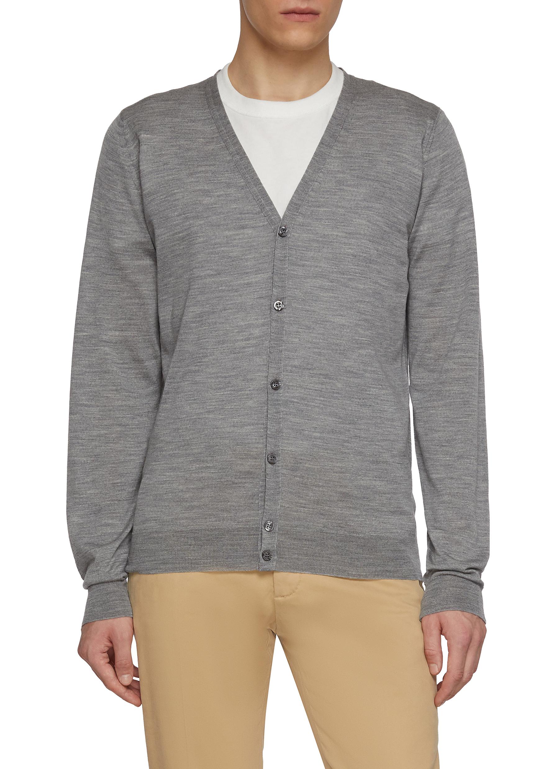 JOHN SMEDLEY | V-Neck Button Up Merino Wool Cardigan | Men | Lane