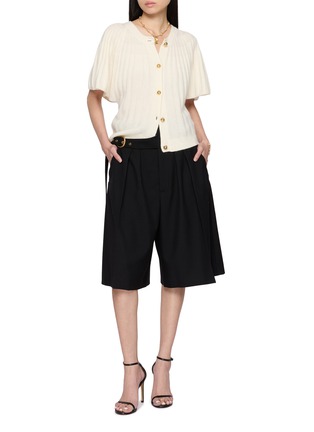 Figure View - Click To Enlarge - CHLOÉ - Double Buckle Cutout Wool Skorts