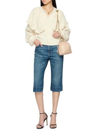Figure View - Click To Enlarge - CHLOÉ - Slit Hem Capri Cotton Denim Pants